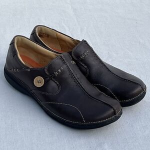 Clarks Unstructured Size 9.5 M Brown Leather Mary‎ Jane Loafer Shoes Lightweight